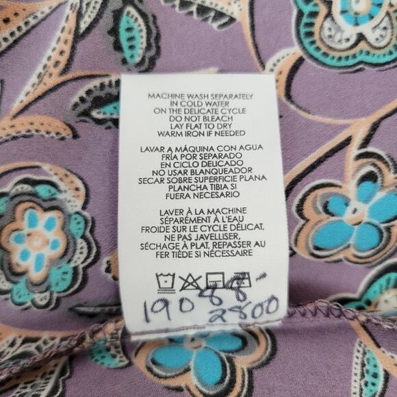 Cabi Purple Floral Ruffle V Neck Sleeveless Tank Top Women's Size S Style 3453 - Picture 7 of 8